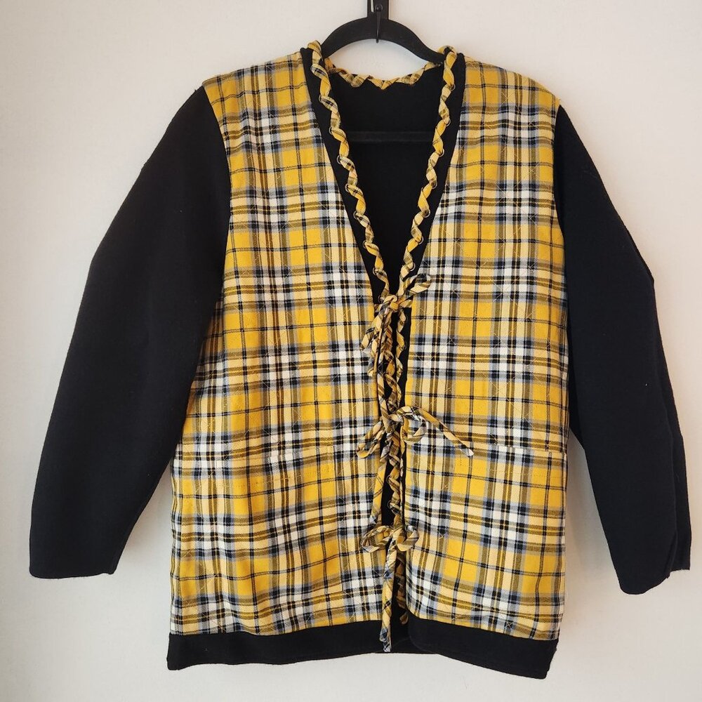 NWT Maje Mysetero Reversible Woven Cardigan Sweater Blazer Checked L (3) - Picture 6 of 15